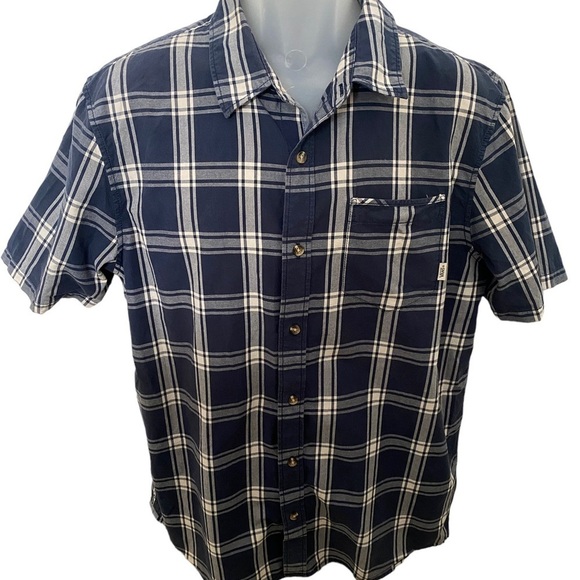 VANS Blue & White Plaid Skate Collared Shirt Men M Medium Classic Fit - Picture 1 of 7